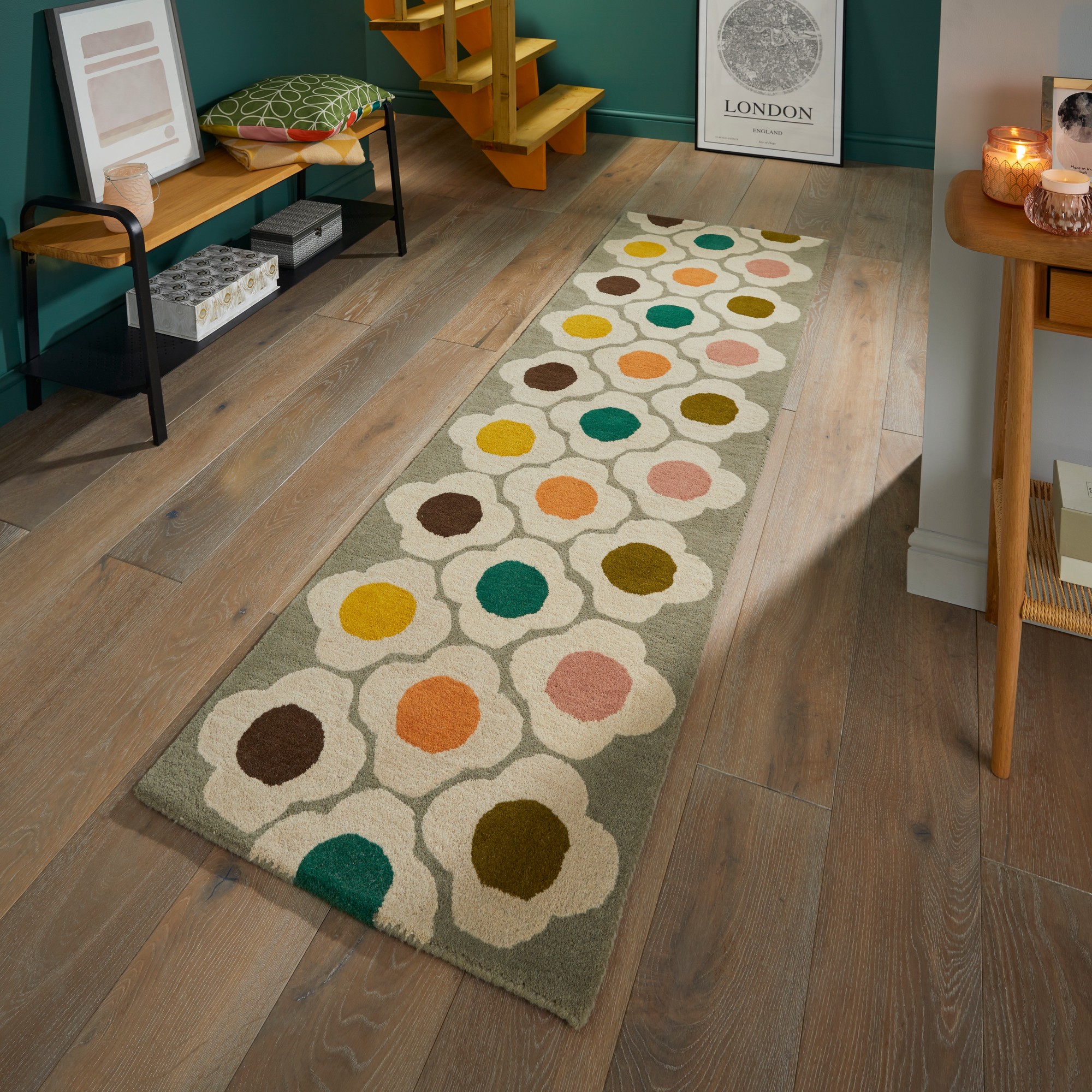 Spot Flower Hallway Runner Rugs In 60404 Multi By Orla Kiely